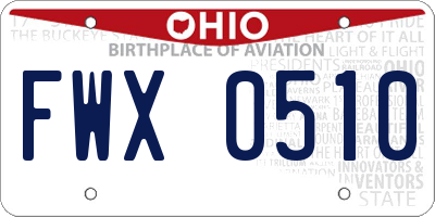 OH license plate FWX0510