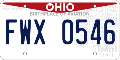 OH license plate FWX0546
