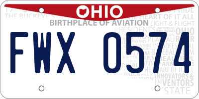 OH license plate FWX0574