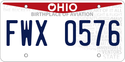 OH license plate FWX0576