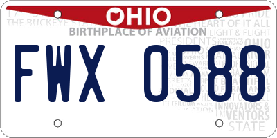 OH license plate FWX0588