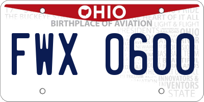 OH license plate FWX0600