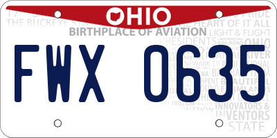 OH license plate FWX0635