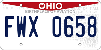 OH license plate FWX0658
