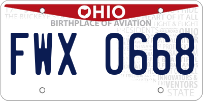 OH license plate FWX0668