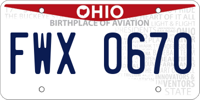 OH license plate FWX0670