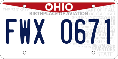 OH license plate FWX0671