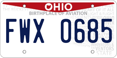 OH license plate FWX0685