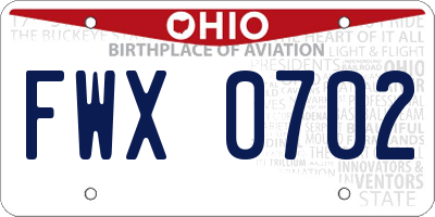 OH license plate FWX0702