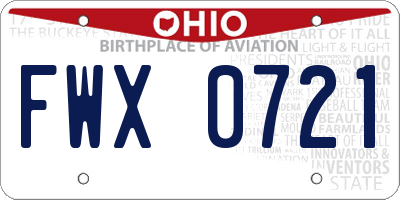 OH license plate FWX0721