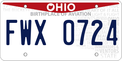 OH license plate FWX0724