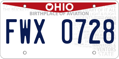 OH license plate FWX0728
