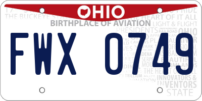OH license plate FWX0749