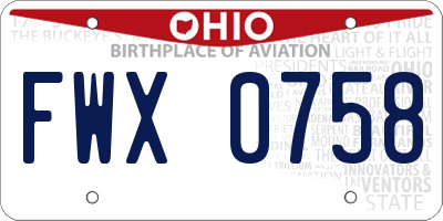 OH license plate FWX0758