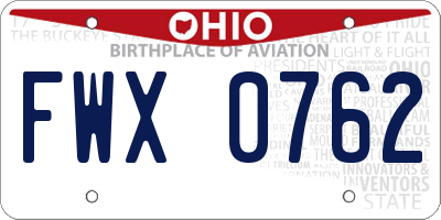 OH license plate FWX0762