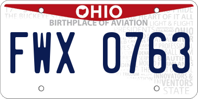 OH license plate FWX0763