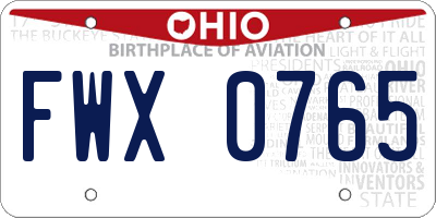 OH license plate FWX0765