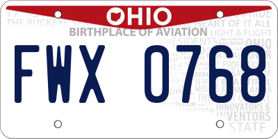 OH license plate FWX0768