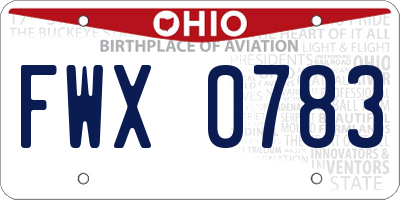 OH license plate FWX0783
