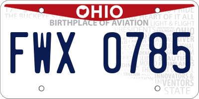 OH license plate FWX0785