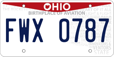 OH license plate FWX0787