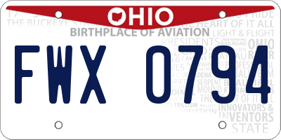OH license plate FWX0794