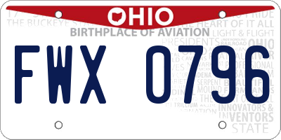 OH license plate FWX0796