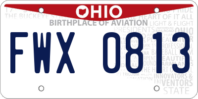 OH license plate FWX0813