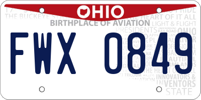 OH license plate FWX0849