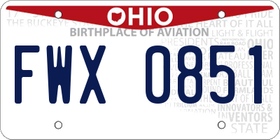 OH license plate FWX0851