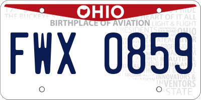 OH license plate FWX0859