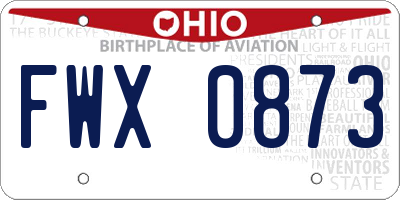OH license plate FWX0873