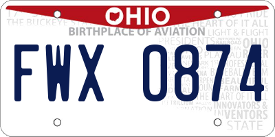 OH license plate FWX0874
