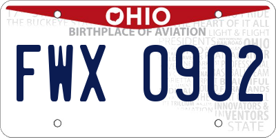OH license plate FWX0902