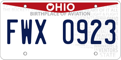 OH license plate FWX0923