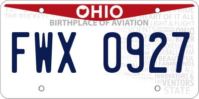 OH license plate FWX0927