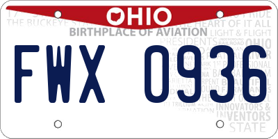 OH license plate FWX0936