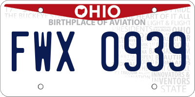 OH license plate FWX0939