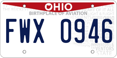 OH license plate FWX0946