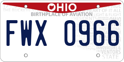 OH license plate FWX0966