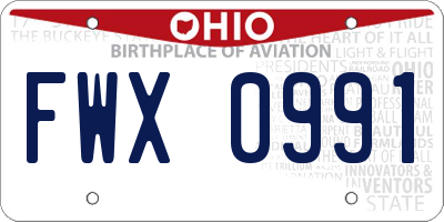 OH license plate FWX0991