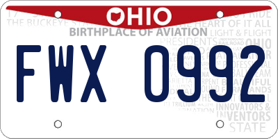 OH license plate FWX0992