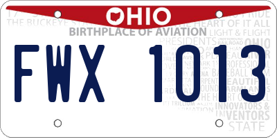 OH license plate FWX1013