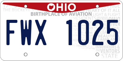 OH license plate FWX1025