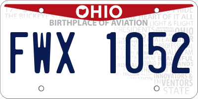 OH license plate FWX1052