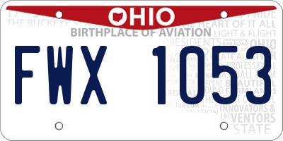 OH license plate FWX1053