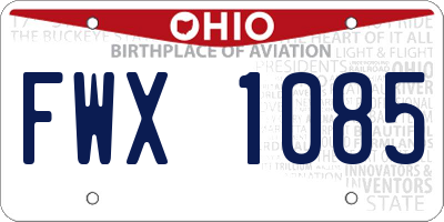 OH license plate FWX1085
