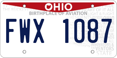 OH license plate FWX1087
