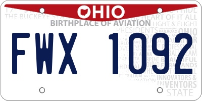 OH license plate FWX1092