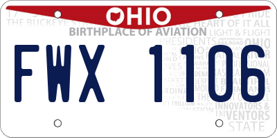 OH license plate FWX1106